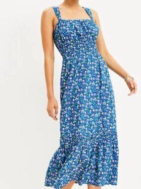 Loft Floral Sundress Tiered Sleeveless Medium